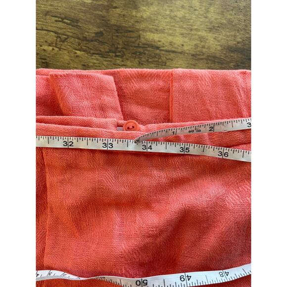 Plaza South Womens 16 Orange Back Slit Linen Blend Skirt Office Wear FLAW - Picture 5 of 7